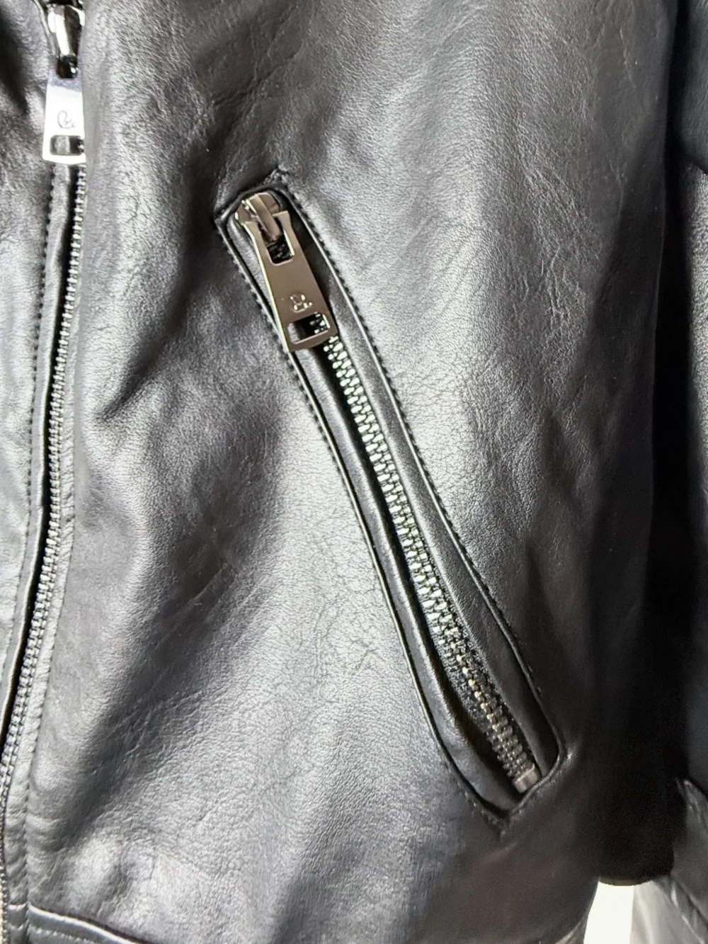 Elodie Faux Black‎ Leather Moto Jacket Size XL (M)